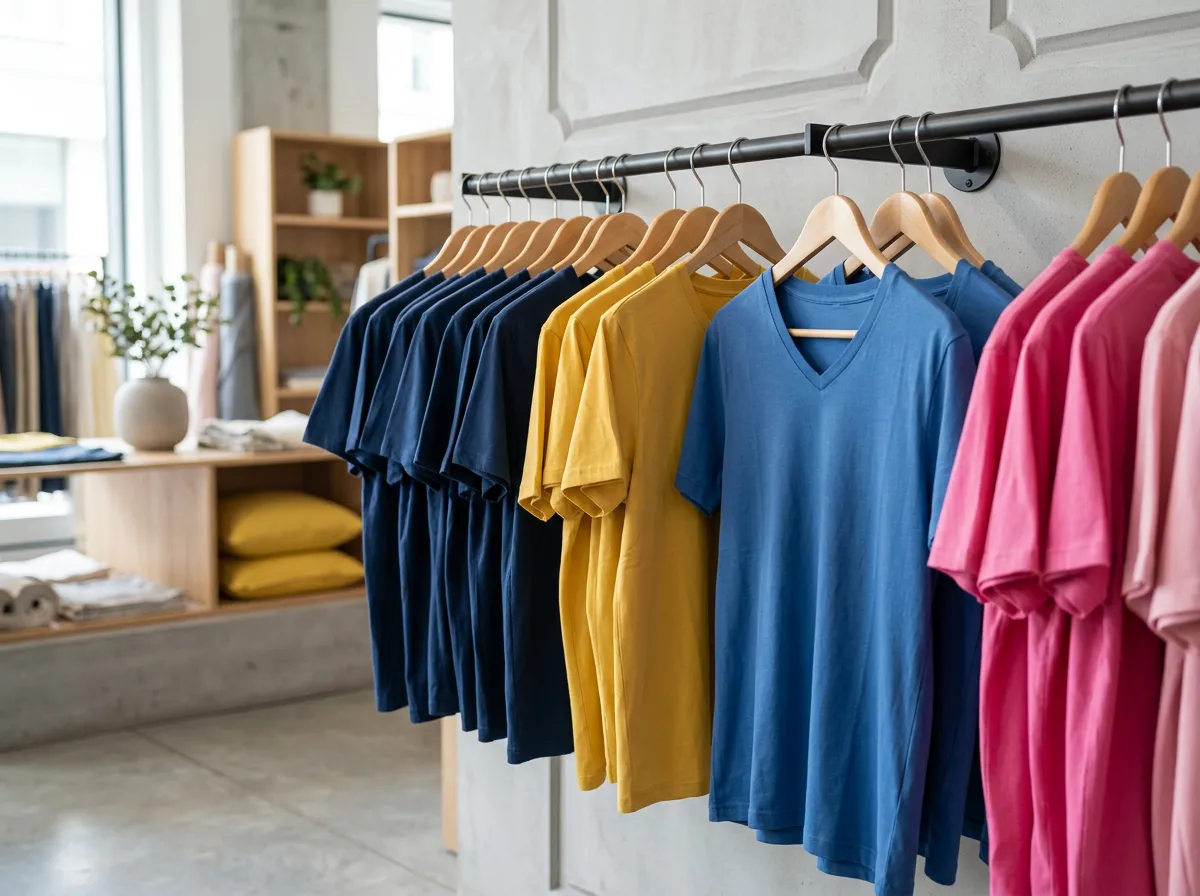 Ropa básica doblada en estante